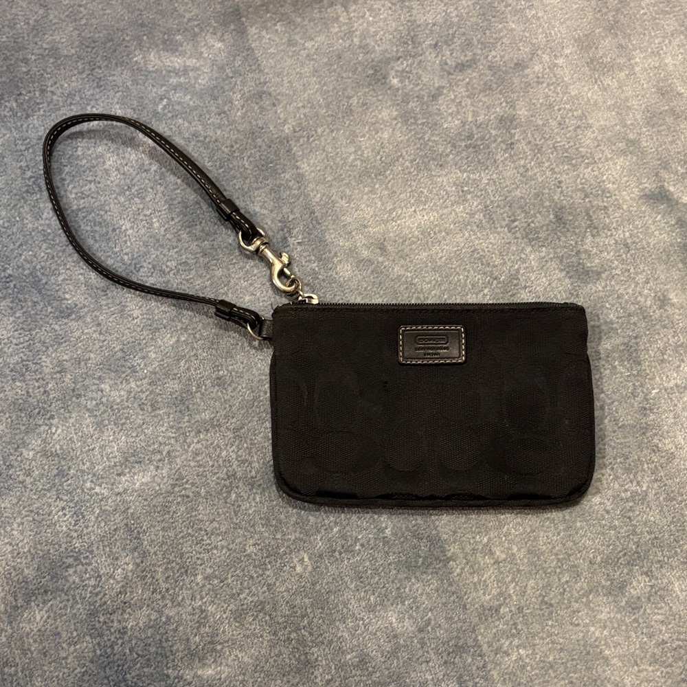 Coach Black Wristlet with Logo Detail